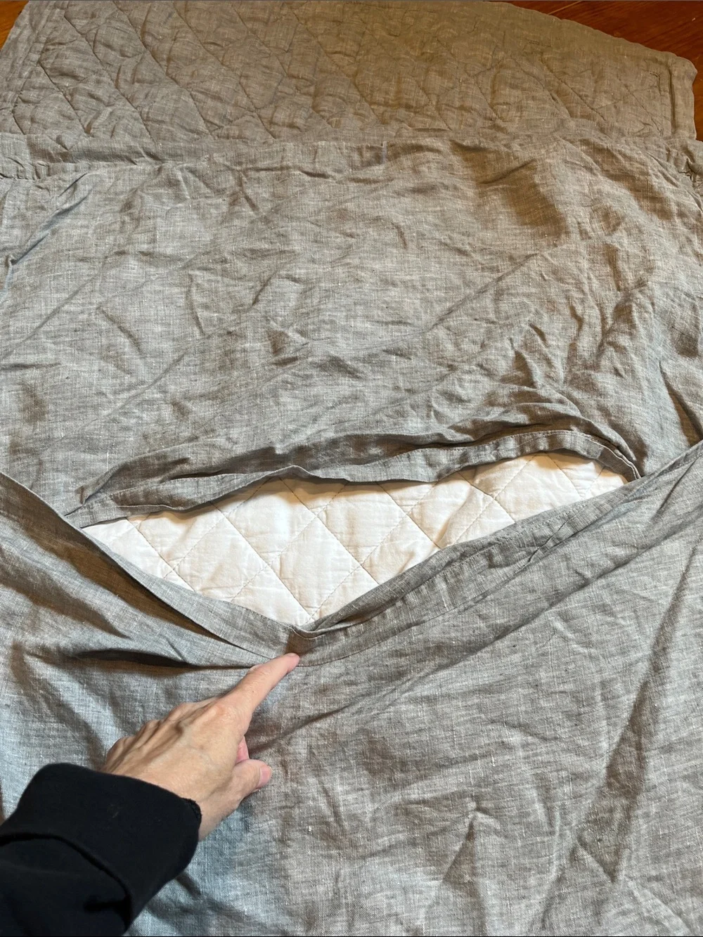 Set/2 POTTERY BARN *Euro* Belgian Flax Linen Diamond Quilted Shams Chambray